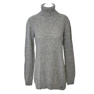 FIG Womens Merino Wool & Cashmere Turtleneck Sweater, Grey Heathered, Small